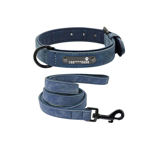 Premium Leather Dog Collar — Custom Name & Number