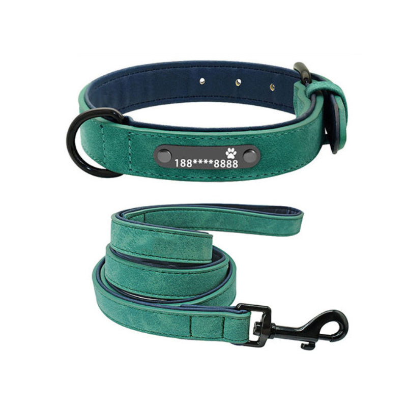 Premium Leather Dog Collar — Custom Name & Number