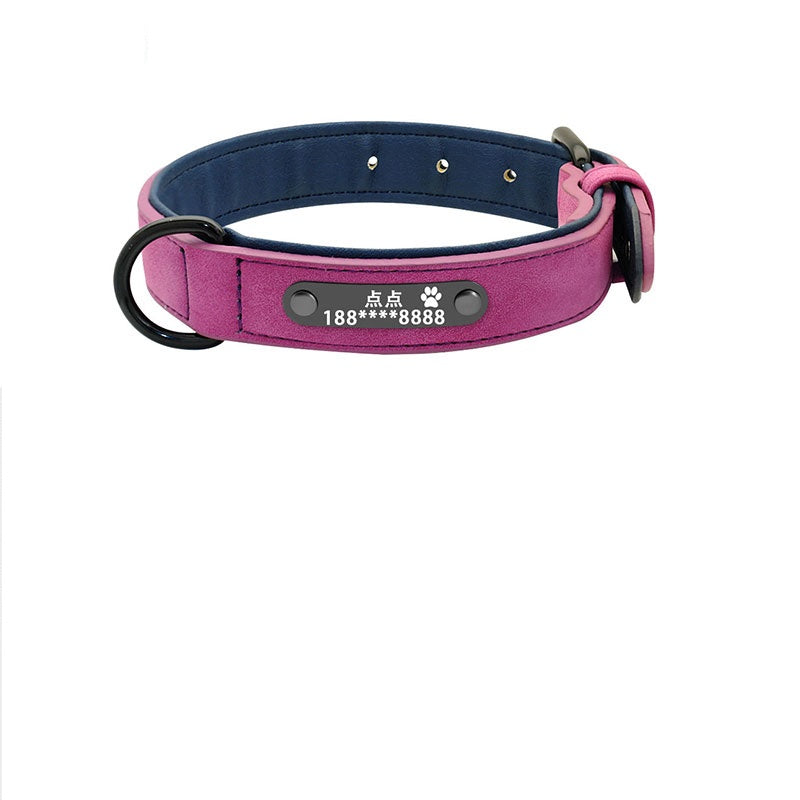 Premium Leather Dog Collar — Custom Name & Number
