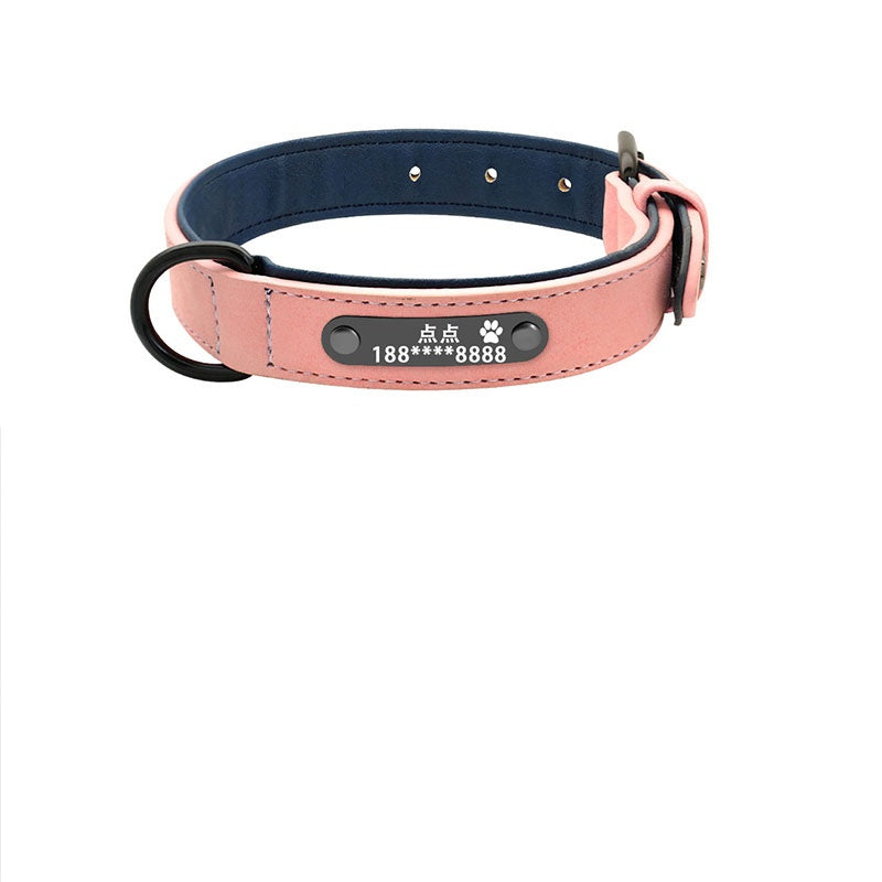 Premium Leather Dog Collar — Custom Name & Number
