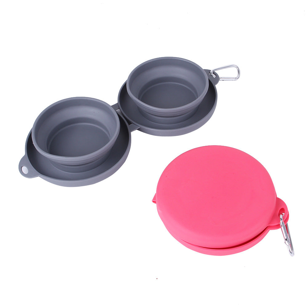 Collapsible Double Dog Bowl — Travel Feeding Set