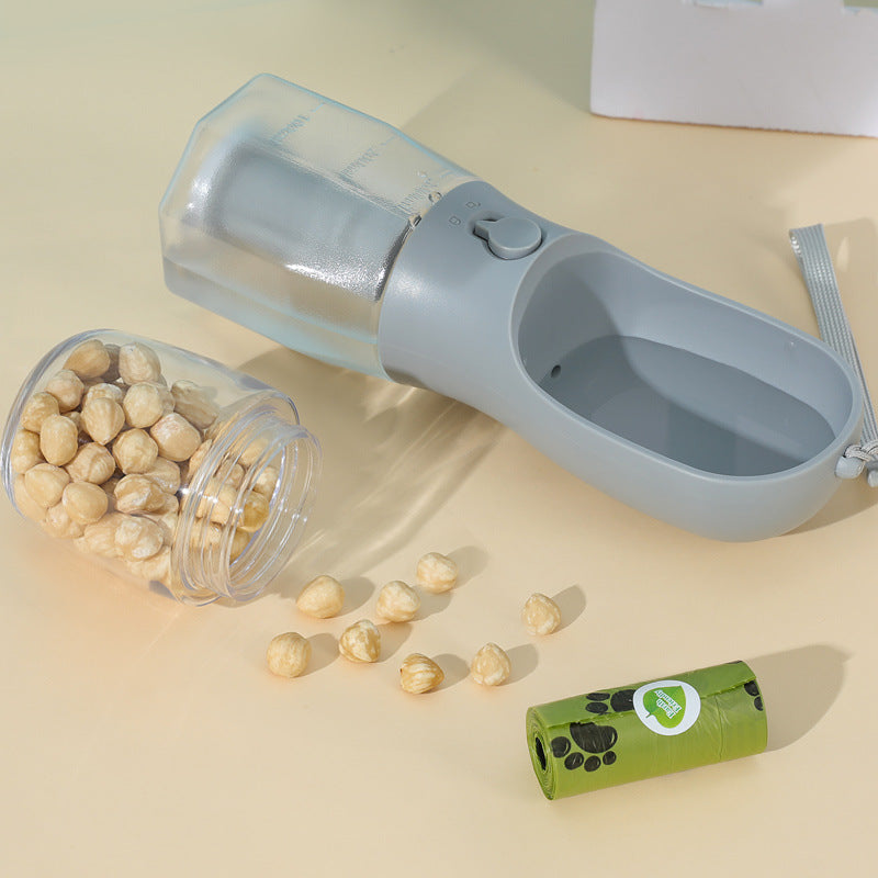 3-in-1 Dog Water Bottle — Water, Food & Waste Bags