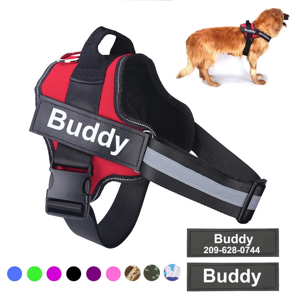 Personalised No Pull Dog Harness — Custom Name Tag