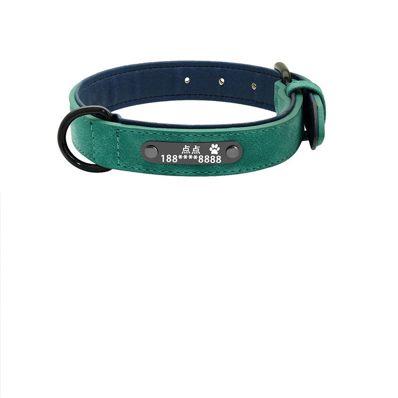 Premium Leather Dog Collar — Custom Name & Number