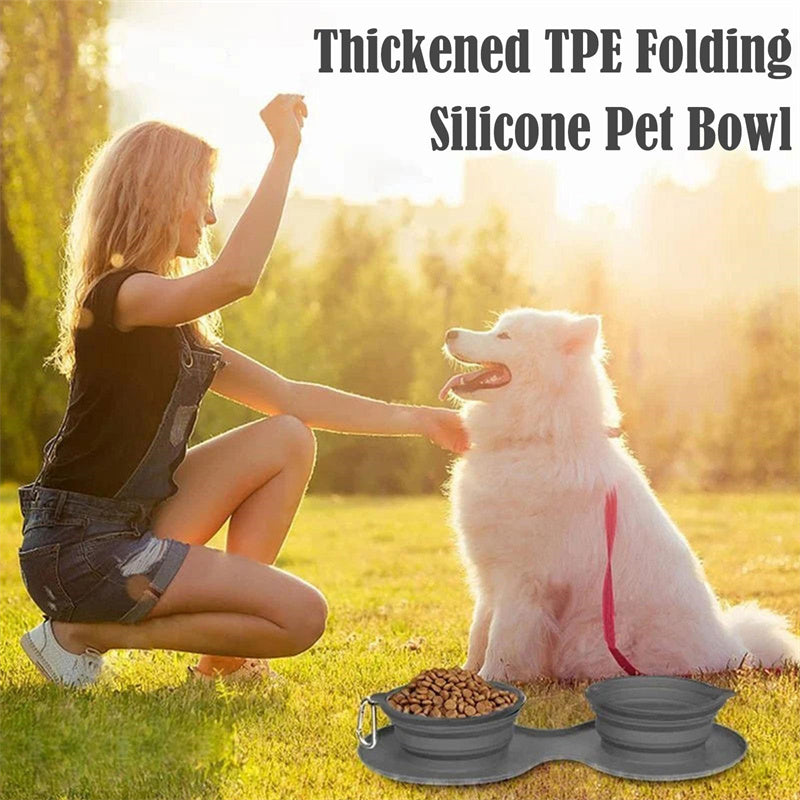 Collapsible Double Dog Bowl — Travel Feeding Set