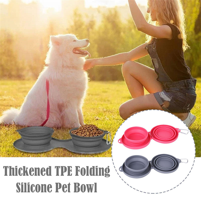 Collapsible Double Dog Bowl — Travel Feeding Set